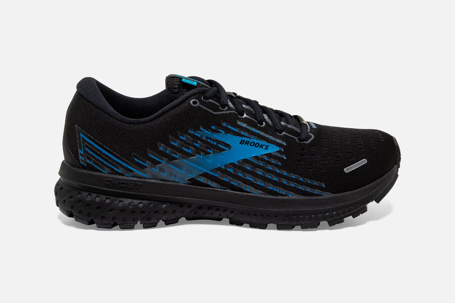 Brooks Men's Ghost 13 GTX Road Running Shoes Black/Grey/Blue VEON-54906